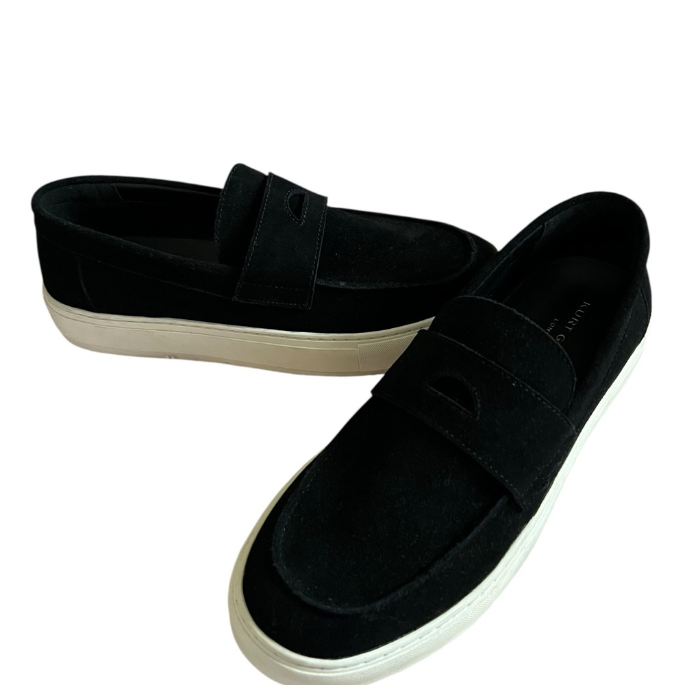 Kurt Geiger Mens Size 43.5 US 10 Suede Leather Black Penny Loafers Shoes Exc!